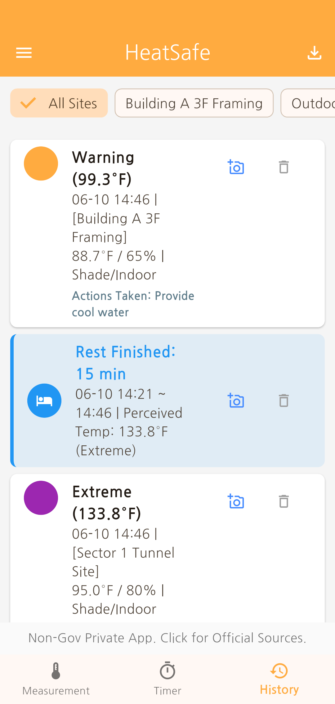 HeatSafe History Logs